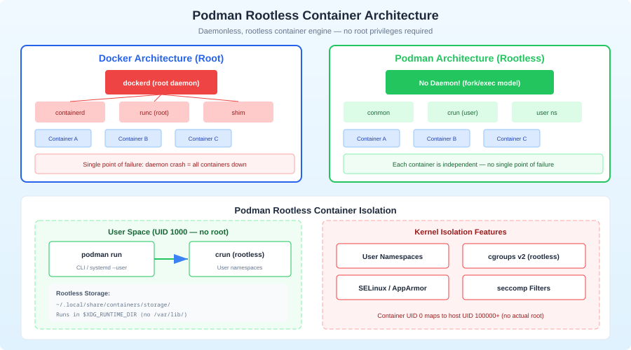 Podman rootless container architecture diagram