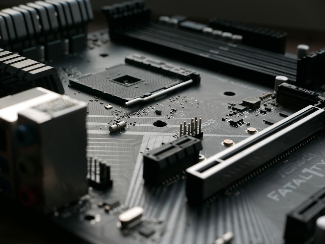 a close up of a motherboard with many components