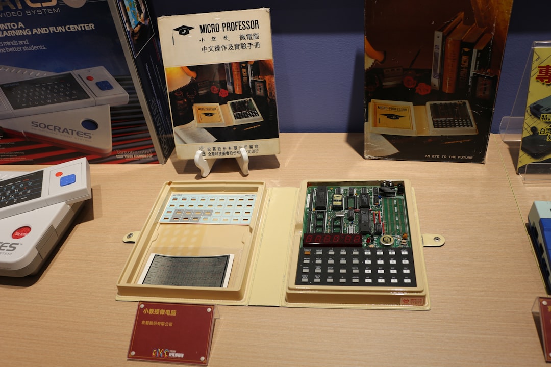 A display of electronic devices on a table